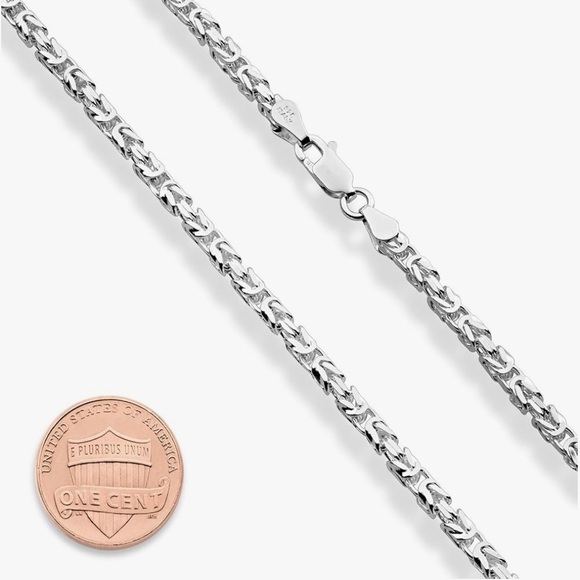 Italian Solid 925 Sterling Silver 3mm Square Byzantine Chain Unisex Necklace - Picture 3 of 12